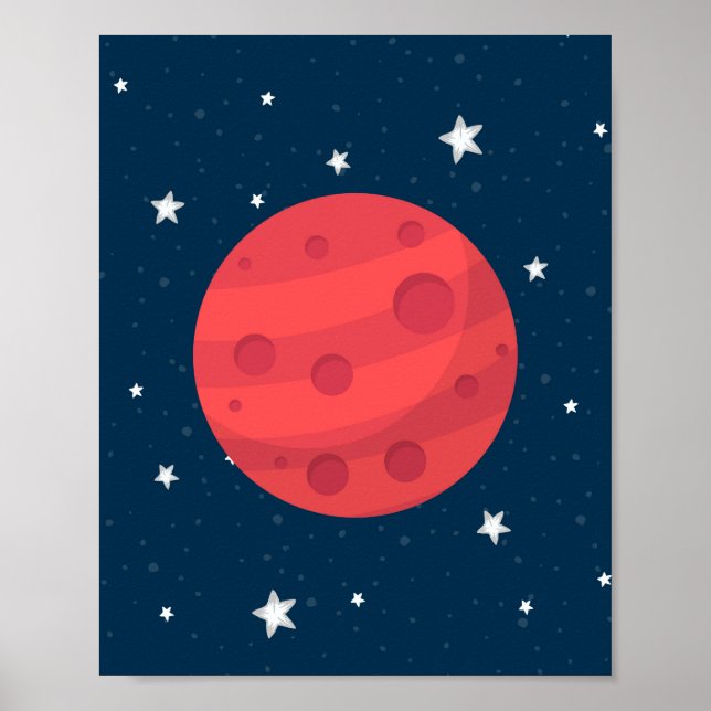 Mars Junge Kinderzimmer Print Stars Galaxy Weltrau Poster (Vorne)