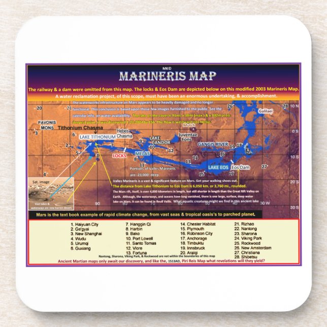 Mars Marineris Karte Getränkeuntersetzer (Vorderseite)