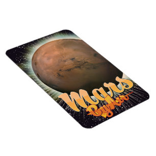 Mars mit Vintagem Flugplakat Magnet