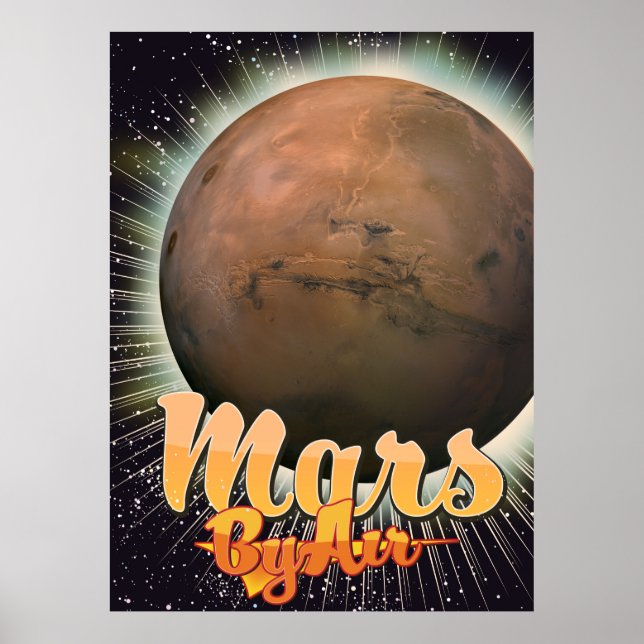 Mars mit Vintagem Flugplakat Poster (Vorne)