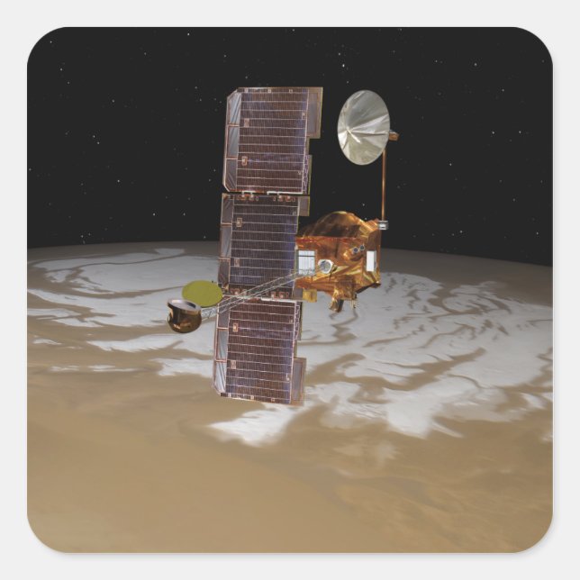Mars Odyssey-Raumfahrzeug Quadratischer Aufkleber (Vorderseite)