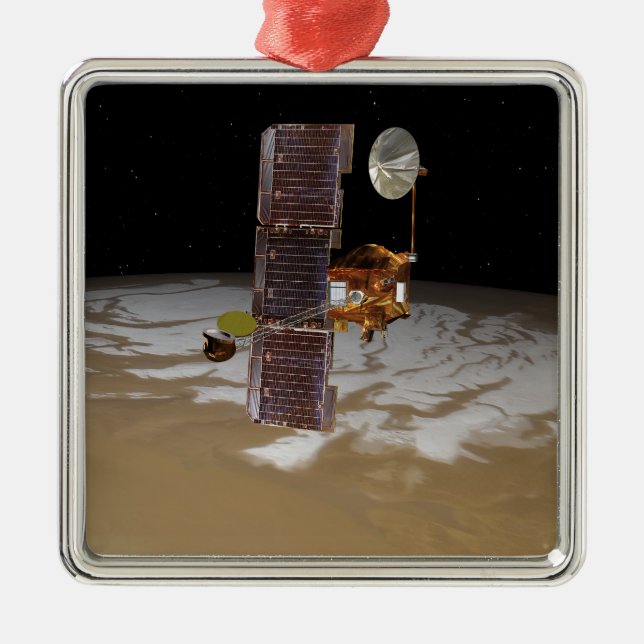 Mars Odyssey-Raumfahrzeug Silbernes Ornament (Vorne)