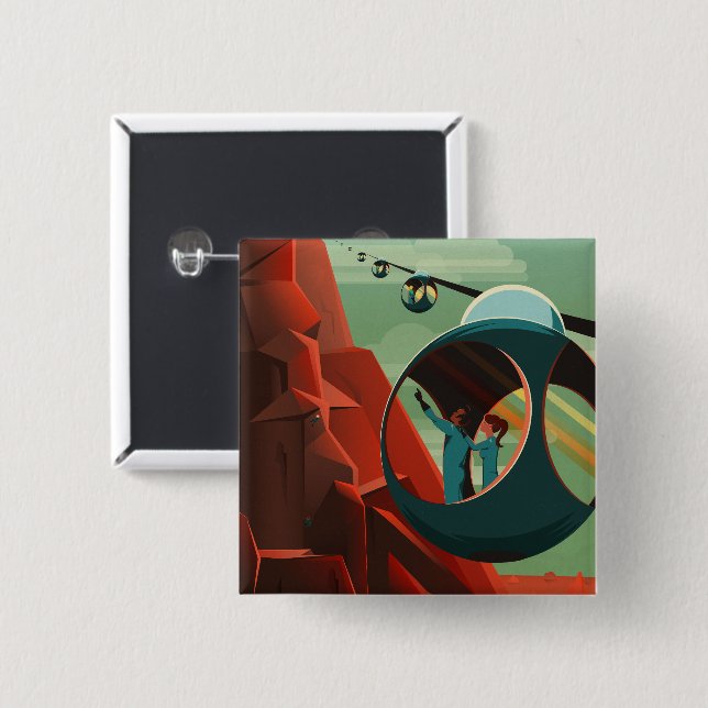 Mars Olympus Mons Höchstes Vulkansolarsystem Button (Vorne & Hinten)