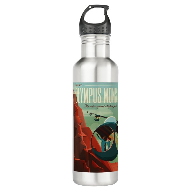 Mars Olympus Mons Höchstes Vulkansolarsystem Edelstahlflasche (Vorderseite)