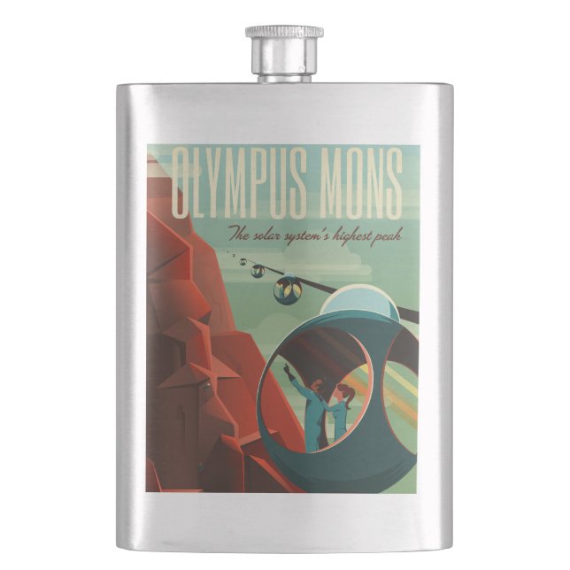 Mars Olympus Mons Höchstes Vulkansolarsystem Flachmann (Vorderseite)