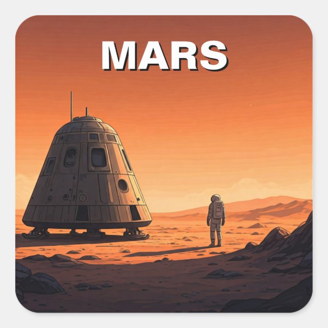 Mars reisen quadratischer aufkleber (Vorderseite)
