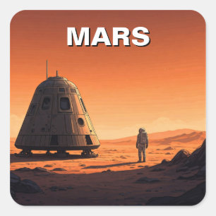 Mars reisen quadratischer aufkleber