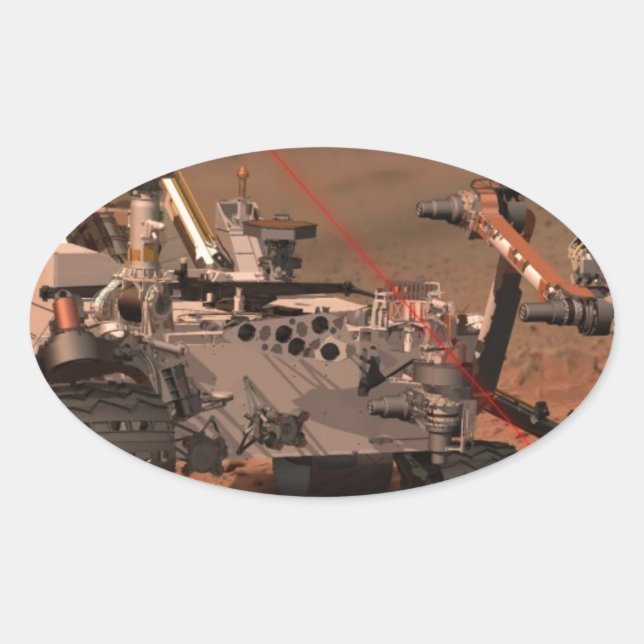 Mars Rover Ovaler Aufkleber (Vorderseite)