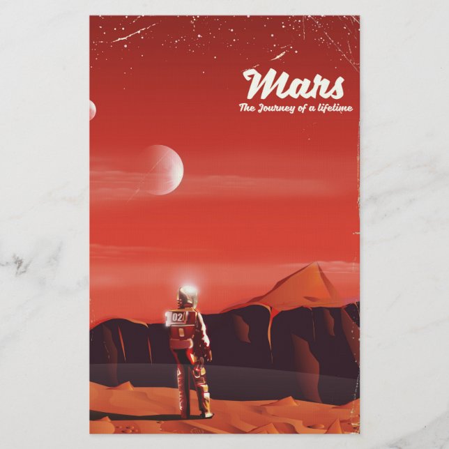 Mars Science Fiction Vintage Reiseplakat Briefpapier (Vorderseite)