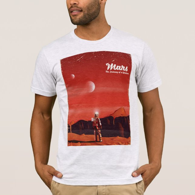 Mars Science Fiction Vintage Reiseplakat T-Shirt (Vorderseite)