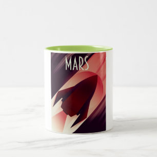 Mars Starship Art Deco Weltraumkunst Zweifarbige Tasse