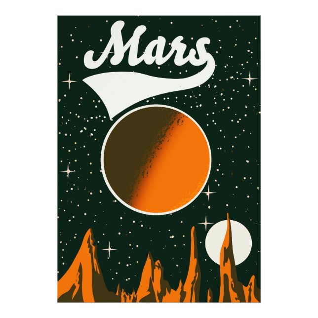 Mars Vintage Weltraumkunst Fotodruck (Vorne)
