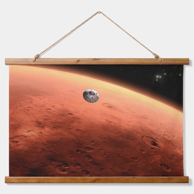 Mars Wissenschaftslabor nähernde Mars. Wandteppich Mit Holzrahmen (Vorne)
