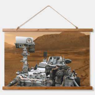 Mars Wissenschaftslabor Neugier Rover. 3 Wandteppich Mit Holzrahmen