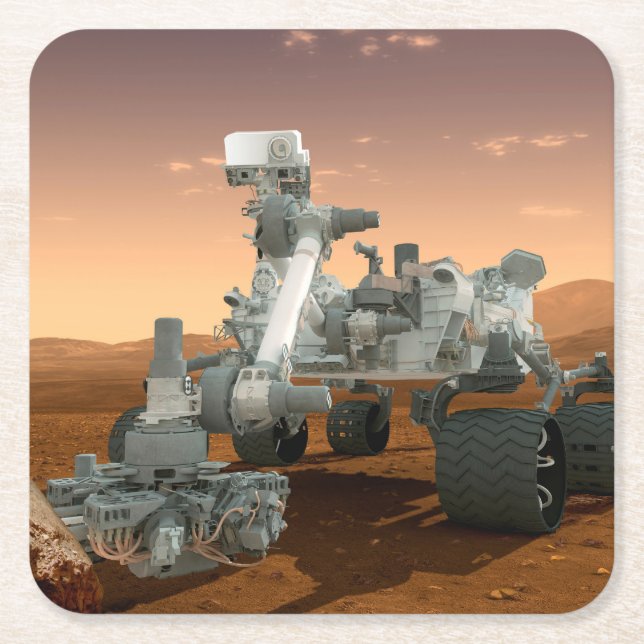 Mars Wissenschaftslabor Neugier Rover. 4 Rechteckiger Pappuntersetzer (Vorderseite)
