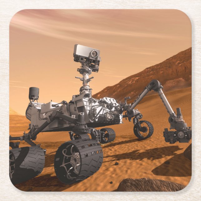 Mars Wissenschaftslabor Neugier Rover. Rechteckiger Pappuntersetzer (Vorderseite)