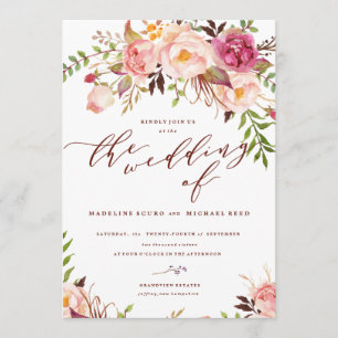 Marsala and Gold Boho Garden Wedding Einladung