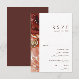 Marsala Automne Floral Blanc Menu Choix Carte RSVP