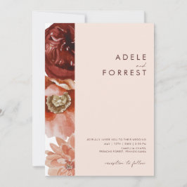 Marsala Autumn Floral | Blush All in one wedding Einladung