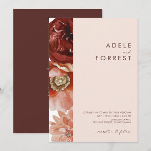 Marsala Autumn Floral   Blush All in one wedding Einladung