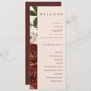 Marsala Autumn Floral Blush Wedding Program Programm