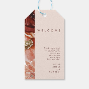 Marsala Autumn Floral Blush Wedding Welcome Geschenkanhänger