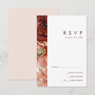 Marsala Autumn Floral Carte RSVP Blush