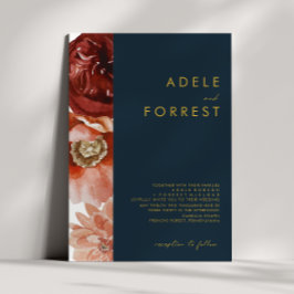 Marsala Autumn Floral | Einladung der Marine zur H