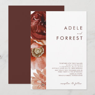 Marsala Autumn Floral   Einladung zur White Weddin