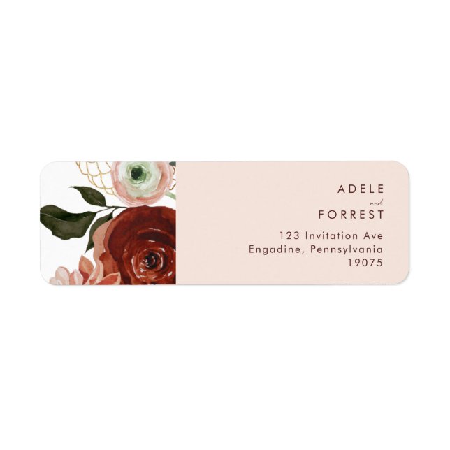 Marsala Autumn Floral | Étiquette de l'adresse de  (Devant)