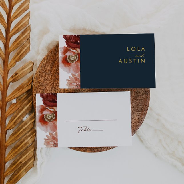 Marsala Autumn Floral | Hochzeit von Schiffen Platzkarte (Von Creator hochgeladen)