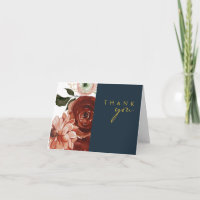 Marsala Autumn Floral | Navy Dankeschön Karte