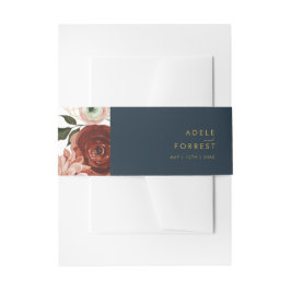 Marsala Autumn Floral | Navy Invasion Bauchband Einladungsbanderole