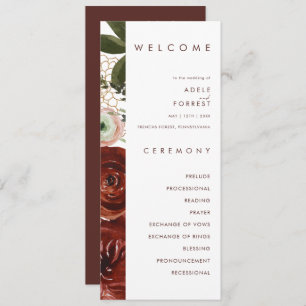 Marsala Autumn Floral   Programme de mariage blanc