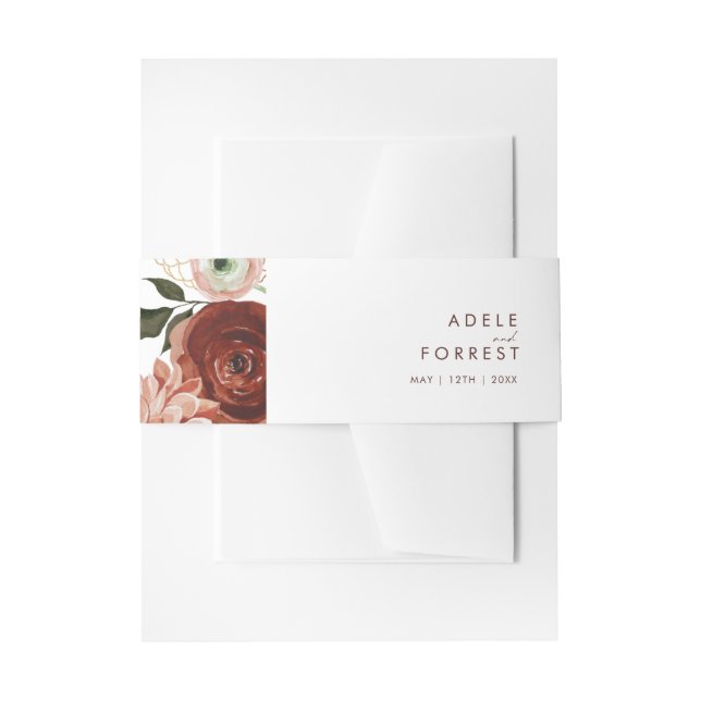Marsala Autumn Floral | weiß Einladungsbanderole (Vorderseite Beispiel)