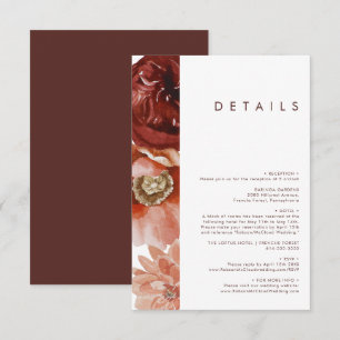 Marsala Autumn Floral   Weiße Details Begleitkarte