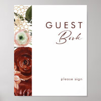 Marsala Autumn Floral | White Guest Book Sign