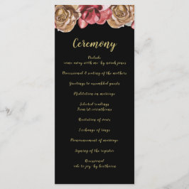 Marsala Black Floral Wedding Programme