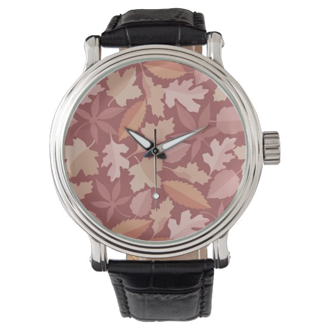 Marsala-Blätter Armbanduhr (Vorderseite)