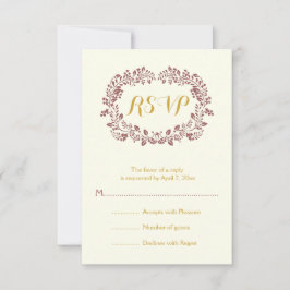 Marsala Blattwerk Rahmen Hochzeit RSVP