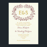 Marsala Blattwerk Rahmen mit Initialen Hochzeit Einladung<br><div class="desc">Marsala Blattwerk Rahmen monogramm Hochzeitseinladung mit Ihren Initialen in einem Marsala-Farbrahmen aus Blätter und Text in Gold auf Elfenbein. Dieses stilvolle und elegante mit Monogramm Template ist ein völlig individualisierbares Design Teil eines Hochzeitszittels,  das sich perfekt für Ihre Hochzeitsfeier im Frühjahr,  Herbst und Herbst eignet.</div>