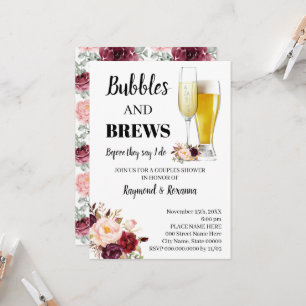 Marsala Blume Bubble & Brews Paare Dusche Einladung