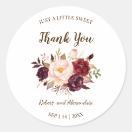 Marsala Blume Sweet Leckerei Wedding Danke Runder Aufkleber
