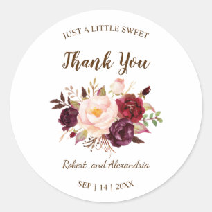 Marsala Blume Sweet Leckerei Wedding Danke Runder Aufkleber