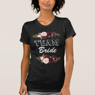 Marsala Blumen Team Braut T-Shirt
