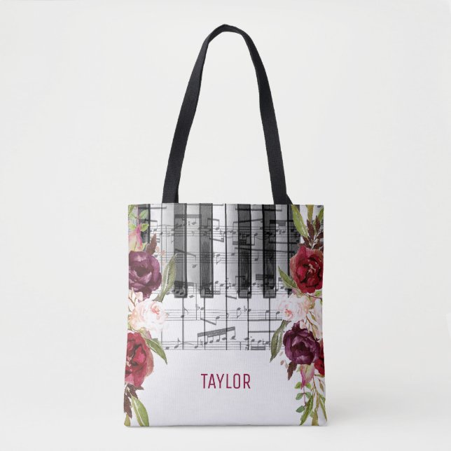 Marsala-Blumendekor mit Musik Tasche (Vorderseite)