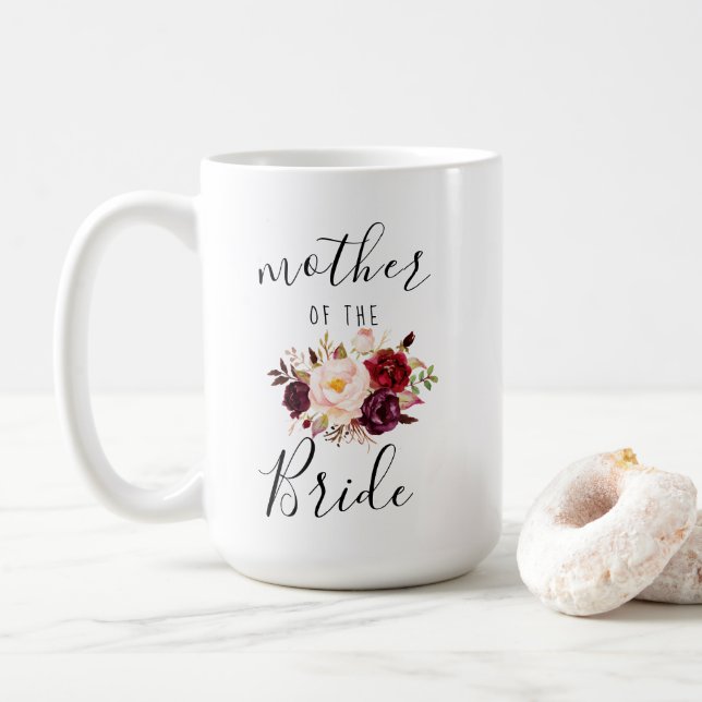 Marsala Blush Boho Mutter der Bride Geschenk 15 oz Kaffeetasse (Mit Donut)