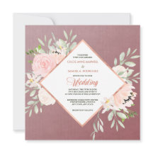 Marsala Blush Rose Floral Frame Faire-part de mari