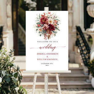 Marsala Bohemian Herbst Blumen Eukalyptus Hochzeit Poster