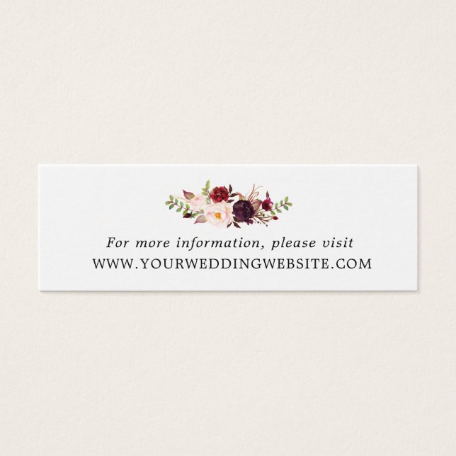 Marsala Bourgogne Mariage Floral Cartes du site (Devant)